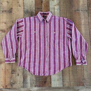 Vintage 90's Lee pink and purple striped western button down shirt women's L